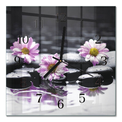 Zegar na ścianę kwadratowy Kwiaty