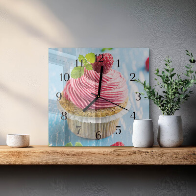 Zegar na ścianę kwadratowy Muffin malinowy