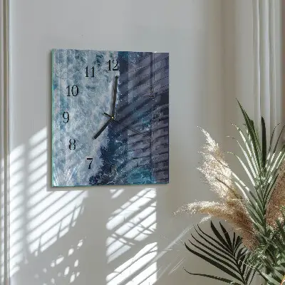 Zegar szklany kwadratowy Fale oceanu