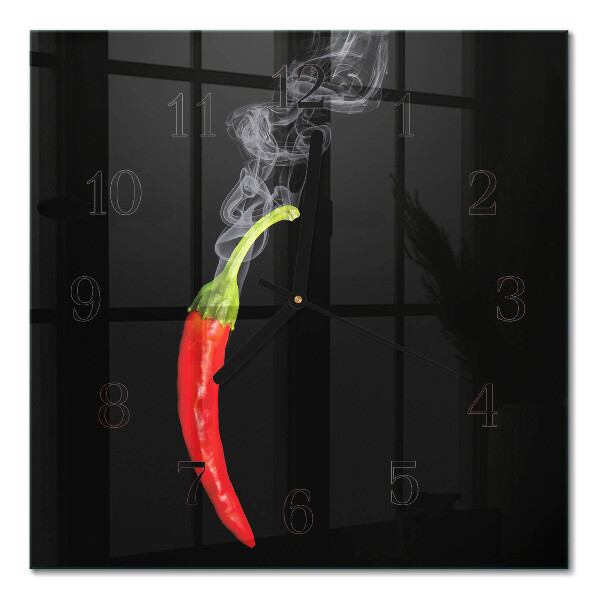 Zegar szklany kwadratowy Papryczka chili
