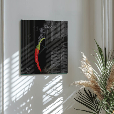 Zegar szklany kwadratowy Papryczka chili