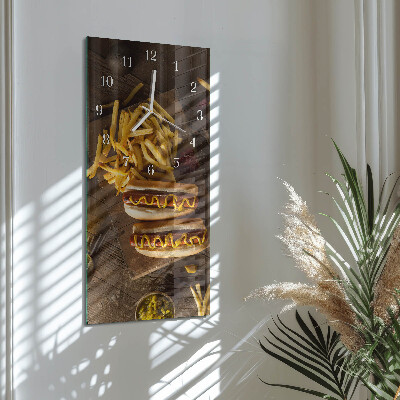 Zegar szklany prostokątny Fast food