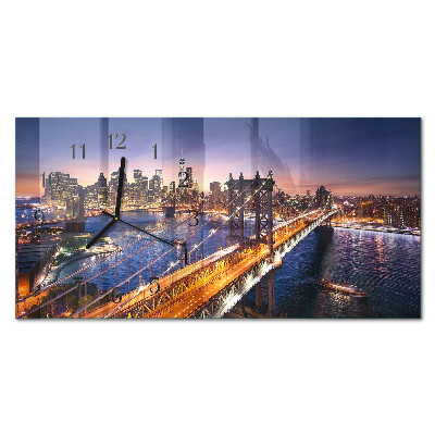 Zegar szklany poziomy New York
